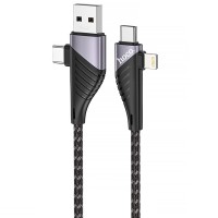 Дата кабель Hoco U95 Freeway 4in1 USB/Type-C to Type-C/Lightning 60W (1.2m) Black Дата кабель Hoco U95 Freeway 4in1 USB/Type-C to Type-C/Lightning 60W (1.2m) Black