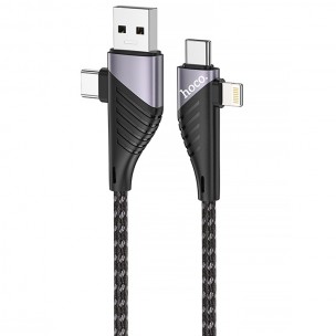 Дата кабель Hoco U95 Freeway 4in1 USB/Type-C to Type-C/Lightning 60W (1.2m) Black