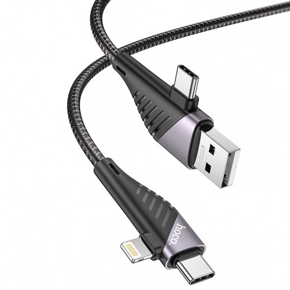 Дата кабель Hoco U95 Freeway 4in1 USB/Type-C to Type-C/Lightning 60W (1.2m) Black Дата кабель Hoco U95 Freeway 4in1 USB/Type-C to Type-C/Lightning 60W (1.2m) Black