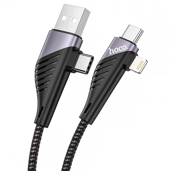 Дата кабель Hoco U95 Freeway 4in1 USB/Type-C to Type-C/Lightning 60W (1.2m) Black Дата кабель Hoco U95 Freeway 4in1 USB/Type-C to Type-C/Lightning 60W (1.2m) Black