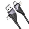 Дата кабель Hoco U95 Freeway 4in1 USB/Type-C to Type-C/Lightning 60W (1.2m) Black