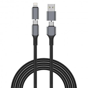 Дата кабель WIWU C085 Raptor Pro 4in1 Type-C to USB/Type-C to Lightning 240W (1.2m) Black Дата кабель WIWU C085 Raptor Pro 4in1 Type-C to USB/Type-C to Lightning 240W (1.2m) Black