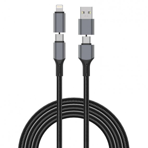 Дата кабель WIWU C085 Raptor Pro 4in1 Type-C to USB/Type-C to Lightning 240W (1.2m) Black
