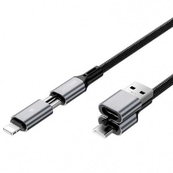 Дата кабель WIWU C085 Raptor Pro 4in1 Type-C to USB/Type-C to Lightning 240W (1.2m) Black Дата кабель WIWU C085 Raptor Pro 4in1 Type-C to USB/Type-C to Lightning 240W (1.2m) Black