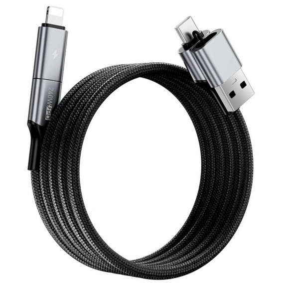 Дата кабель WIWU C085 Raptor Pro 4in1 Type-C to USB/Type-C to Lightning 240W (1.2m) Black Дата кабель WIWU C085 Raptor Pro 4in1 Type-C to USB/Type-C to Lightning 240W (1.2m) Black
