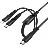 Дата кабель Hoco X123 Victory 2in1 Type-C to Lightning/Type-C 3A (1m) Black Дата кабель Hoco X123 Victory 2in1 Type-C to Lightning/Type-C 3A (1m) Black
