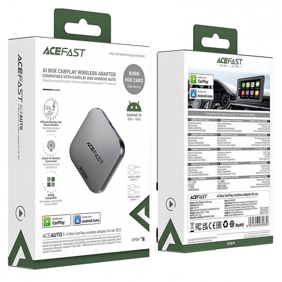 Адаптер Acefast QC2 AI Box car wireless CarPlay/Android Auto Metal gray Адаптер Acefast QC2 AI Box car wireless CarPlay/Android Auto Metal gray