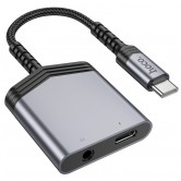 Перехідник Hoco LS39 Type-C to Type-C + 3.5mm Metal gray Перехідник Hoco LS39 Type-C to Type-C + 3.5mm Metal gray