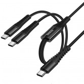 Дата кабель Hoco X123 Victory 2in1 Type-C to Type-C/Type-C 3A (1m) Black Дата кабель Hoco X123 Victory 2in1 Type-C to Type-C/Type-C 3A (1m) Black