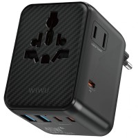 Мережевий універсальний перехідник WIWU UA010 Warrior GaN 45W + 2USB-A/3C Black Мережевий універсальний перехідник WIWU UA010 Warrior GaN 45W + 2USB-A/3C Black