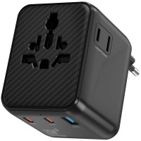Мережевий універсальний перехідник WIWU UA011 Warrior GaN 25W + 1USB-A/2C Black Мережевий універсальний перехідник WIWU UA011 Warrior GaN 25W + 1USB-A/2C Black