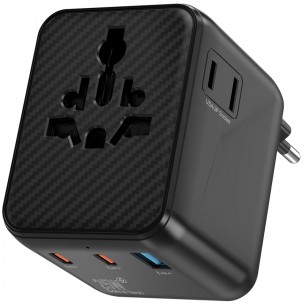 Мережевий універсальний перехідник WIWU UA011 Warrior GaN 25W + 1USB-A/2C Black