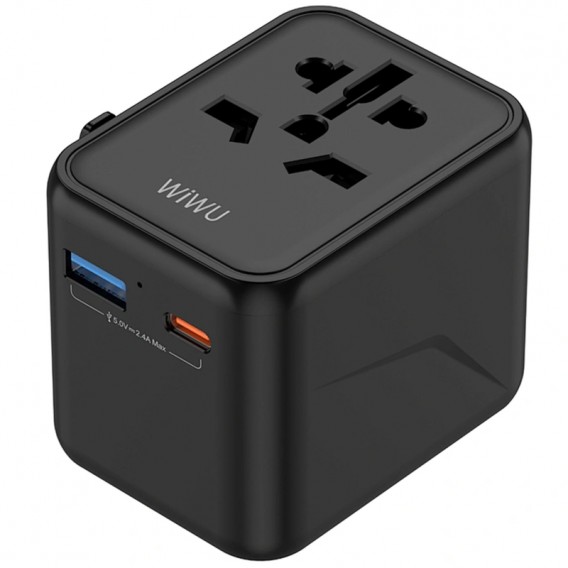 Мережевий універсальний перехідник WIWU UA012 Warrior 12W + 1USB-A/1C Black Мережевий універсальний перехідник WIWU UA012 Warrior 12W + 1USB-A/1C Black