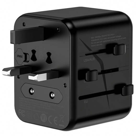 Мережевий універсальний перехідник WIWU UA012 Warrior 12W + 1USB-A/1C Black Мережевий універсальний перехідник WIWU UA012 Warrior 12W + 1USB-A/1C Black