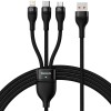 Дата кабель Baseus Flash Series 2 USB to Lightning/Type-C/MicroUSB 100W (1.2m) (CASS03000) Black