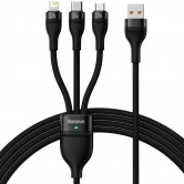 Дата кабель Baseus Flash Series 2 USB to Lightning/Type-C/MicroUSB 100W (1.2m) (CASS03000) Black Дата кабель Baseus Flash Series 2 USB to Lightning/Type-C/MicroUSB 100W (1.2m) (CASS03000) Black