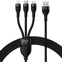 Дата кабель Baseus Flash Series 2 USB to Lightning/Type-C/MicroUSB 100W (1.2m) (CASS03000) Black Дата кабель Baseus Flash Series 2 USB to Lightning/Type-C/MicroUSB 100W (1.2m) (CASS03000) Black