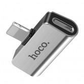 Перехідник Hoco LS24 Lightning to lightning audio/lightning Сталевий