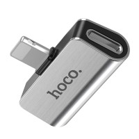 Перехідник Hoco LS24 Lightning to lightning audio/lightning Сталевий