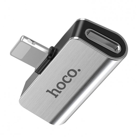 Перехідник Hoco LS24 Lightning to lightning audio/lightning Сталевий