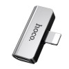Перехідник Hoco LS24 Lightning to lightning audio/lightning Сталевий