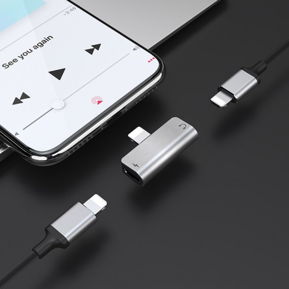 Перехідник Hoco LS24 Lightning to lightning audio/lightning Сталевий Перехідник Hoco LS24 Lightning to lightning audio/lightning Сталевий