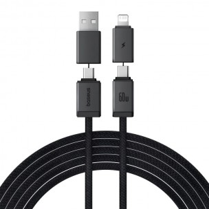 Дата кабель Baseus Versatile Two-for-Two USB/Type-C to Type-C/Lightning 60W (2m) (P10383000) Cluster Black Дата кабель Baseus Versatile Two-for-Two USB/Type-C to Type-C/Lightning 60W (2m) (P10383000) Cluster Black