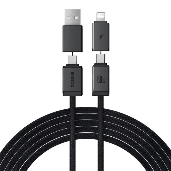 Дата кабель Baseus Versatile Two-for-Two USB/Type-C to Type-C/Lightning 60W (2m) (P10383000) Cluster Black