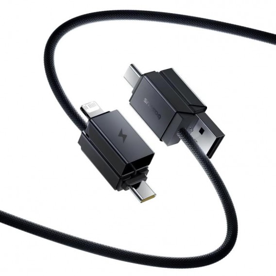 Дата кабель Baseus Versatile Two-for-Two USB/Type-C to Type-C/Lightning 60W (2m) (P10383000) Cluster Black Дата кабель Baseus Versatile Two-for-Two USB/Type-C to Type-C/Lightning 60W (2m) (P10383000) Cluster Black