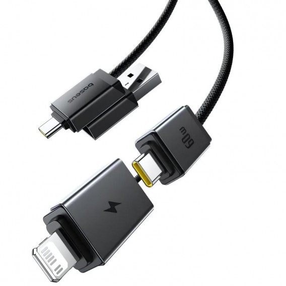 Дата кабель Baseus Versatile Two-for-Two USB/Type-C to Type-C/Lightning 60W (2m) (P10383000) Cluster Black Дата кабель Baseus Versatile Two-for-Two USB/Type-C to Type-C/Lightning 60W (2m) (P10383000) Cluster Black