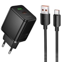 МЗП Hoco C157A Smart PD30W+QC3.0 (1USB-A/1C) + кабель USB to Type-C Black МЗП Hoco C157A Smart PD30W+QC3.0 (1USB-A/1C) + кабель USB to Type-C Black