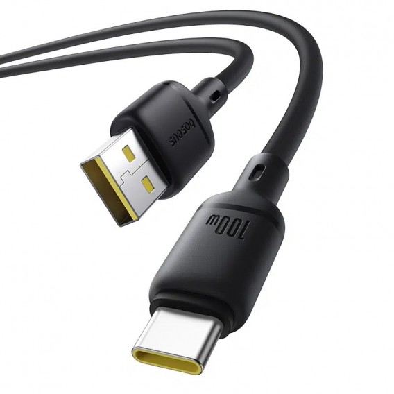 Дата кабель Baseus Silky Series OS Fast Charging USB to Type-C 100W (1m) (P10377703) Cluster Black - зображення 2 Дата кабель Baseus Silky Series OS Fast Charging USB to Type-C 100W (1m) (P10377703) Cluster Black - зображення 2