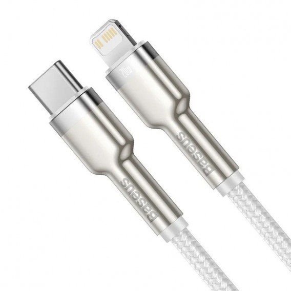 Дата кабель Baseus Cafule Metal Type-C to Lightning PD20W (1m) (CATLJK-A) Білий Дата кабель Baseus Cafule Metal Type-C to Lightning PD20W (1m) (CATLJK-A) Білий
