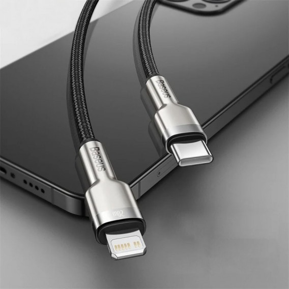 Дата кабель Baseus Cafule Metal Type-C to Lightning PD20W (1m) (CATLJK-A) Чорний Дата кабель Baseus Cafule Metal Type-C to Lightning PD20W (1m) (CATLJK-A) Чорний