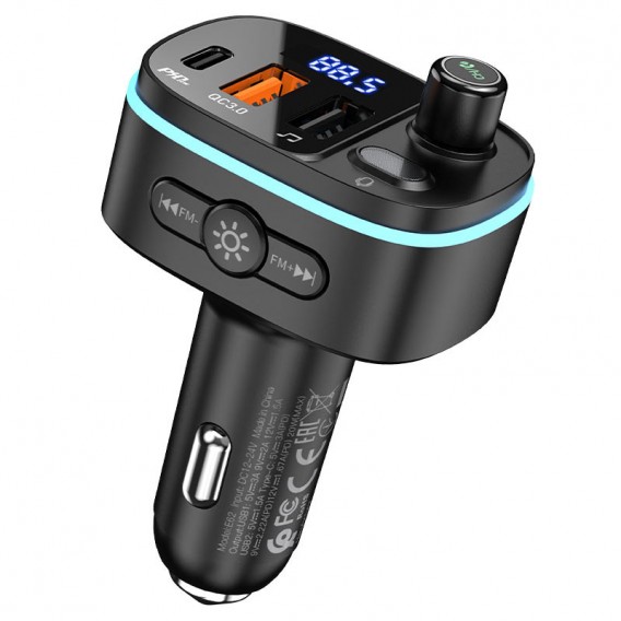 АЗП FM модулятор Hoco E62 PD20W+QC3.0 (2USB-A/1C) Чорний АЗП FM модулятор Hoco E62 PD20W+QC3.0 (2USB-A/1C) Чорний