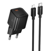 МЗП Hoco N66 Ingenious PD35W (1USB-C) + кабель Type-C to Lightning Black МЗП Hoco N66 Ingenious PD35W (1USB-C) + кабель Type-C to Lightning Black