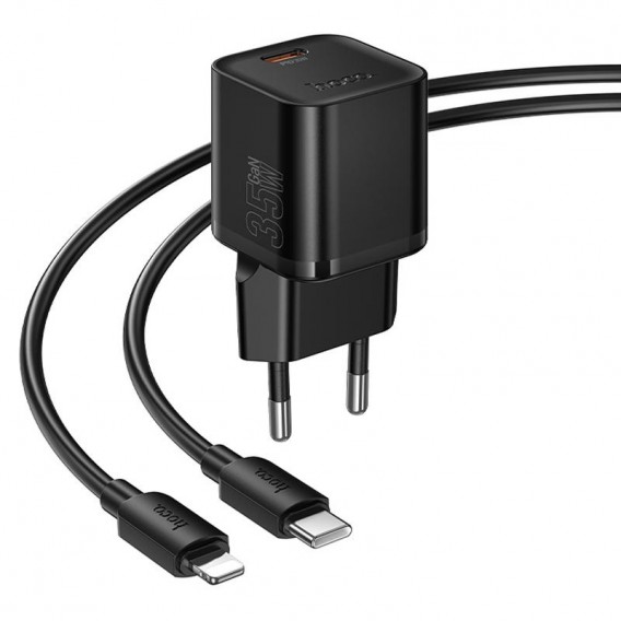 МЗП Hoco N66 Ingenious PD35W (1USB-C) + кабель Type-C to Lightning Black МЗП Hoco N66 Ingenious PD35W (1USB-C) + кабель Type-C to Lightning Black