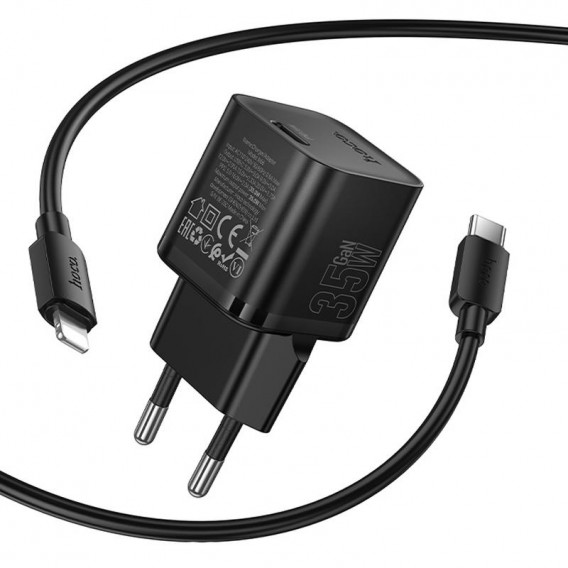 МЗП Hoco N66 Ingenious PD35W (1USB-C) + кабель Type-C to Lightning Black МЗП Hoco N66 Ingenious PD35W (1USB-C) + кабель Type-C to Lightning Black