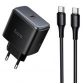 МЗП Hoco C159A Upgrade PD65W (1USB-C) + кабель Type-C to Type-C Black МЗП Hoco C159A Upgrade PD65W (1USB-C) + кабель Type-C to Type-C Black