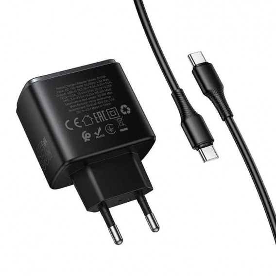 МЗП Hoco C159A Upgrade PD65W (1USB-C) + кабель Type-C to Type-C Black МЗП Hoco C159A Upgrade PD65W (1USB-C) + кабель Type-C to Type-C Black