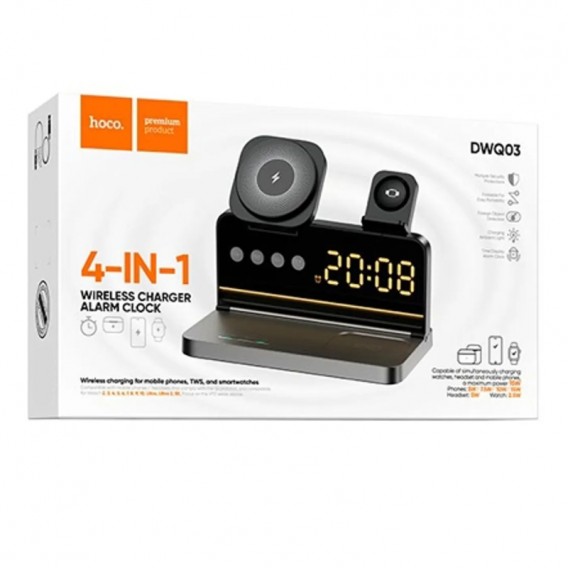 БЗП Hoco DWQ03 North 4in1 with alarm clock Black БЗП Hoco DWQ03 North 4in1 with alarm clock Black