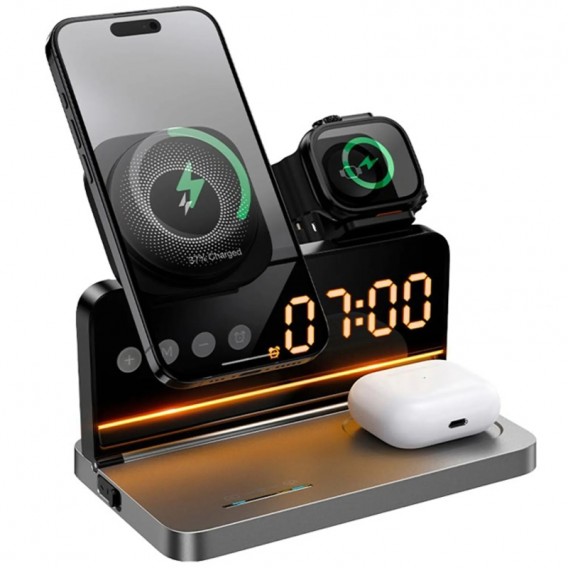 БЗП Hoco DWQ03 North 4in1 with alarm clock Black БЗП Hoco DWQ03 North 4in1 with alarm clock Black