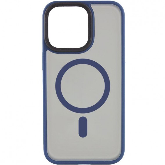 TPU+PC чохол Metal Buttons with MagSafe для Apple iPhone 15 Pro Max (6.7") Синій / Navy Blue