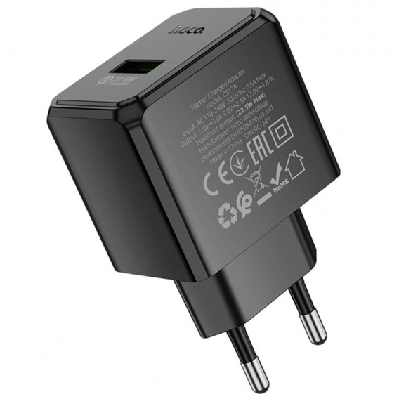 МЗП Hoco CS17A Wish QC3.0 22.5W (1USB-A) Black МЗП Hoco CS17A Wish QC3.0 22.5W (1USB-A) Black