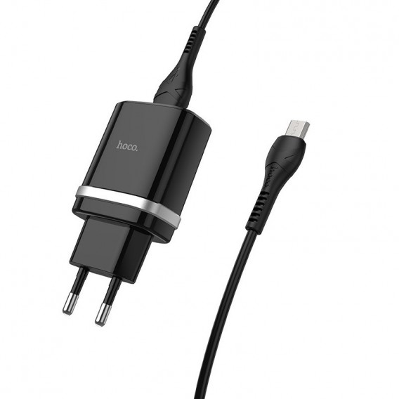 МЗП Hoco C12Q Smart QC3.0 18W (1USB-A) + кабель USB to MicroUSB Чорний