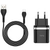 МЗП Hoco C12Q Smart QC3.0 18W (1USB-A) + кабель USB to MicroUSB Чорний