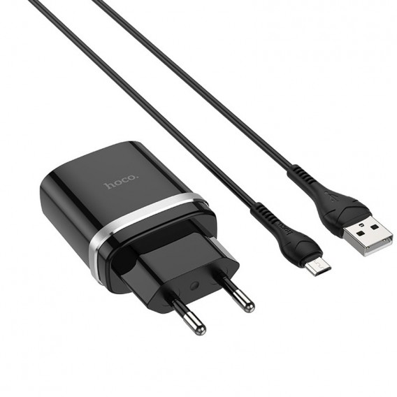 МЗП Hoco C12Q Smart QC3.0 18W (1USB-A) + кабель USB to MicroUSB Чорний