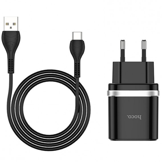 МЗП Hoco C12Q Smart QC3.0 3A (1USB-A) + кабель USB to Type-C Чорний МЗП Hoco C12Q Smart QC3.0 3A (1USB-A) + кабель USB to Type-C Чорний