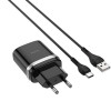 МЗП Hoco C12Q Smart QC3.0 3A (1USB-A) + кабель USB to Type-C Чорний