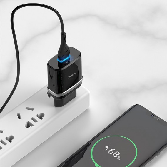 МЗП Hoco C12Q Smart QC3.0 3A (1USB-A) + кабель USB to Type-C Чорний МЗП Hoco C12Q Smart QC3.0 3A (1USB-A) + кабель USB to Type-C Чорний